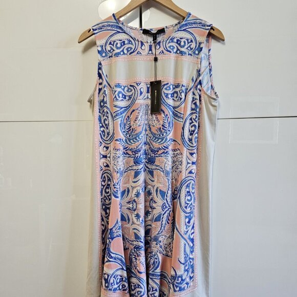 New BCBGMaxAzria Mercey Paisley Print Sleeveless Asymmetrical Mini - Picture 3 of 11